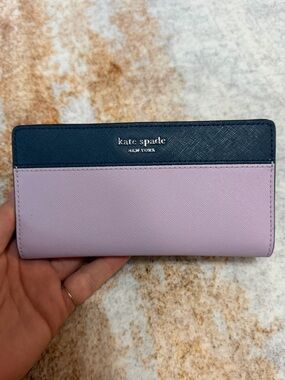 Kate Spade Cameron Large Slim Bifold Wallet Lavender & Navy